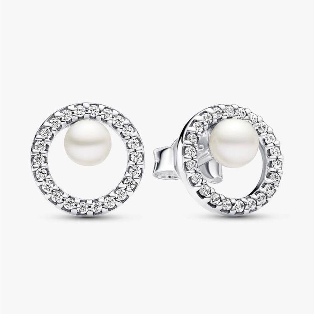 Pandora Treated Freshwater Cultured Pearl & Pavé Halo Stud Earrings